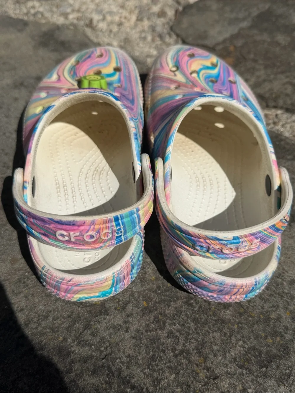 CROCS Kids Classic Clog in Pastel Rainbow Swirl